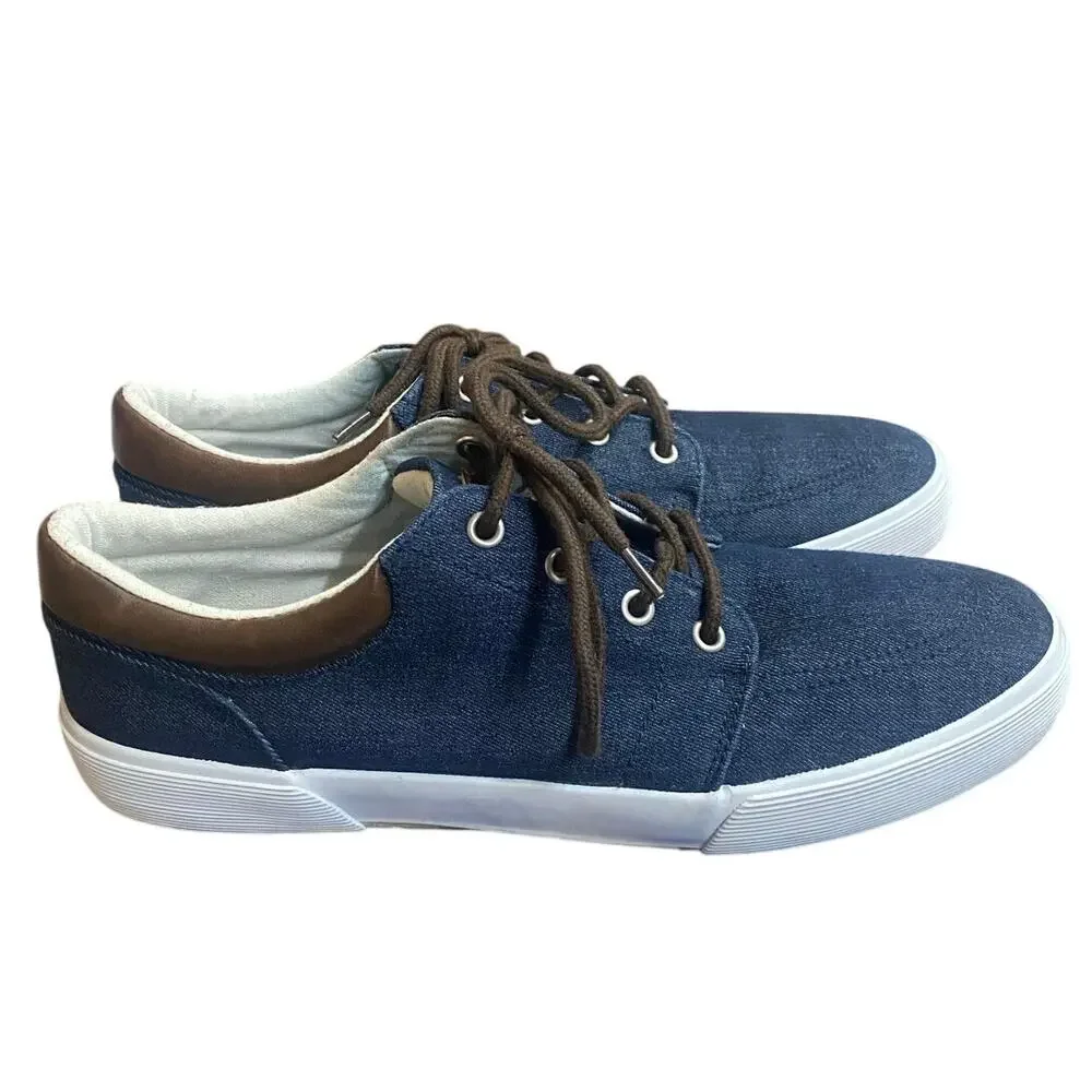 St Johns Bay Byrce Mens Canvas Shoes 10M Navy Blue Lace Up Low Top Sneakers